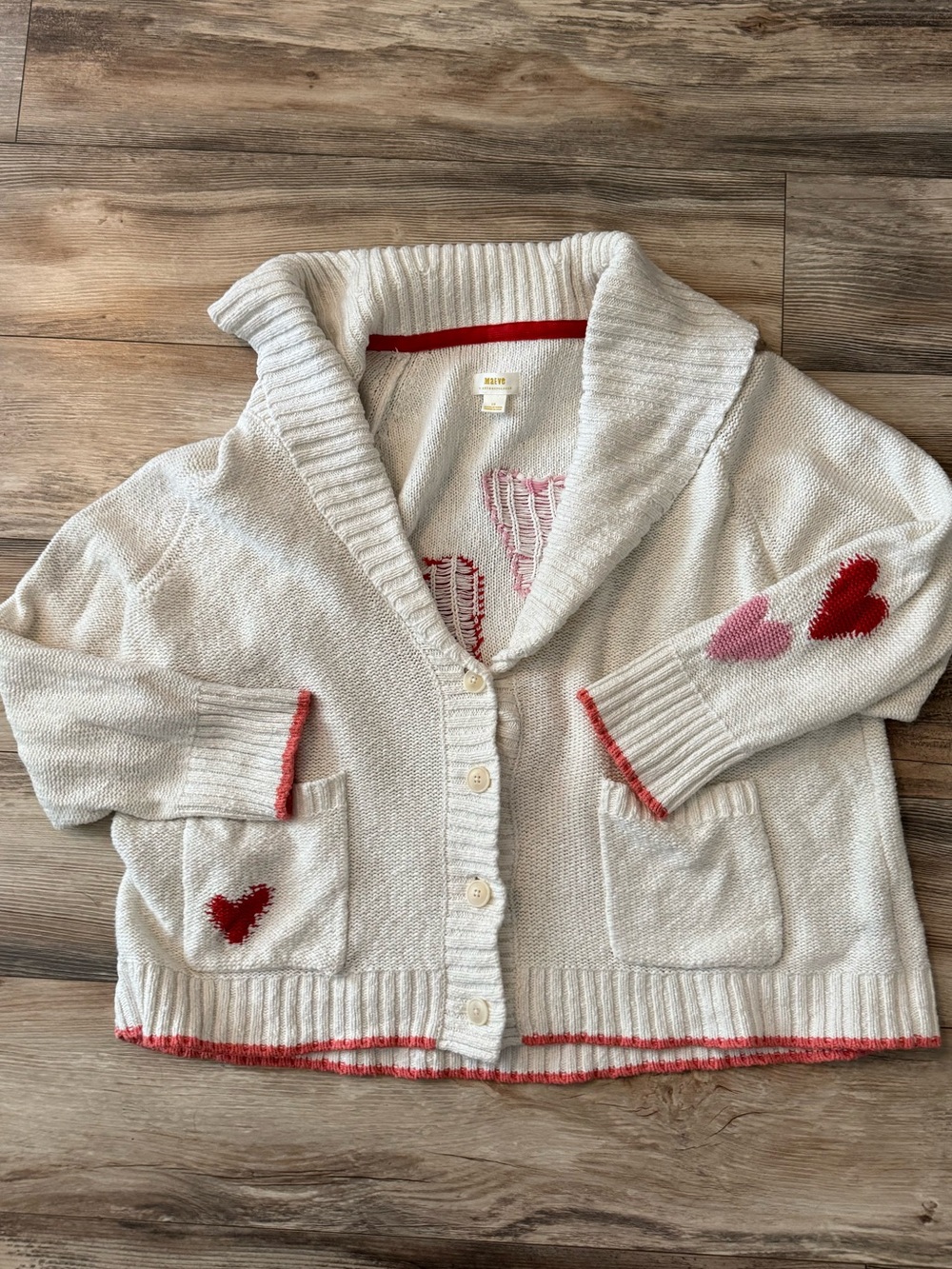 Maeve Heart Cardigan Sweater 3X Anthropologie Cream with hearts - Picture 7 of 13